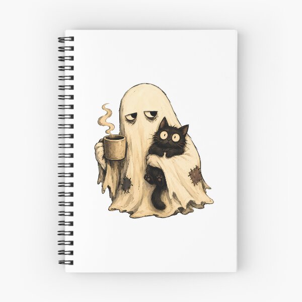Item preview, Cozy Ghost Coffee Black Cat Autumn Aesthetic designed and sold by chattsuede.