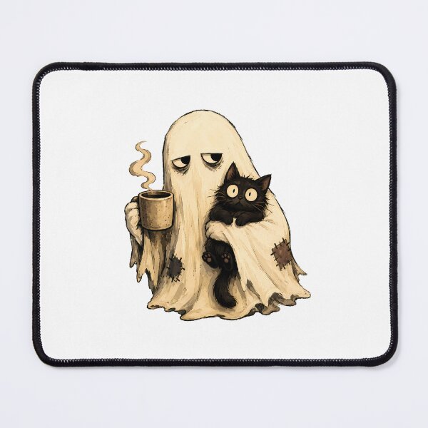 Item preview, Cozy Ghost Coffee Black Cat Autumn Aesthetic designed and sold by chattsuede.