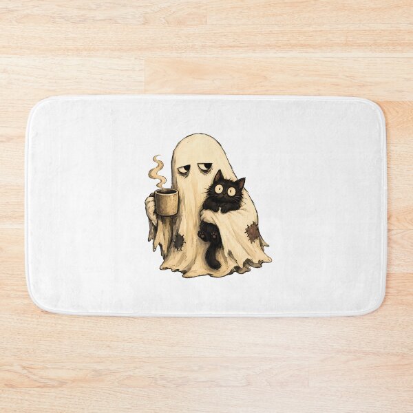 Item preview, Cozy Ghost Coffee Black Cat Autumn Aesthetic designed and sold by chattsuede.
