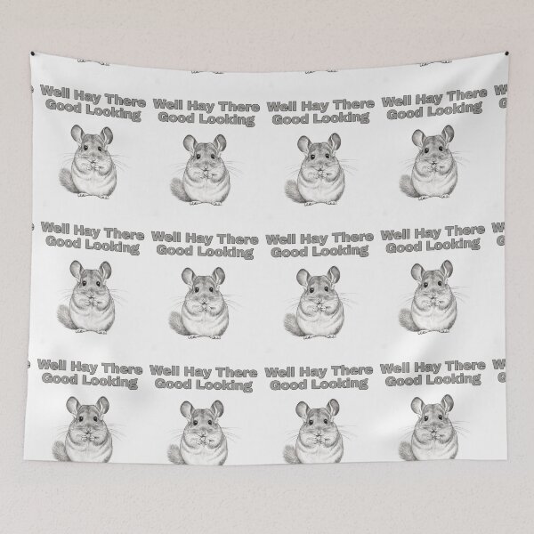 Item preview, Chinchilla Hay Pun Flirty Pencil Sketch Design designed and sold by NatureUnleashed.