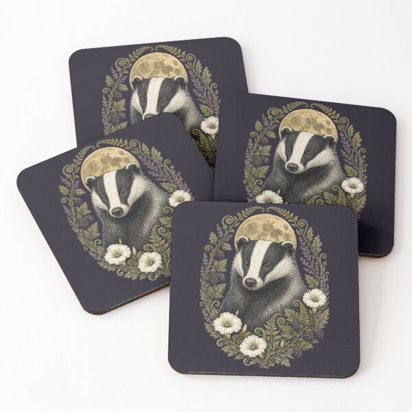 Item preview, Moonlit Badger of the Hidden Grove designed and sold by printheavenart.