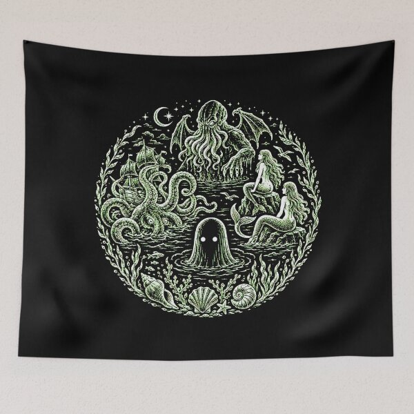 Item preview, Ethereal Gothic Ocean Folklore Kraken Cthulhu Collage designed and sold by chattsuede.
