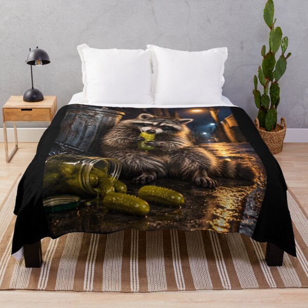 Item preview, Raccoon Eating Pickles – Funny Raccoon Pickle Lover Midnight Snack designed and sold by Lina Caro.