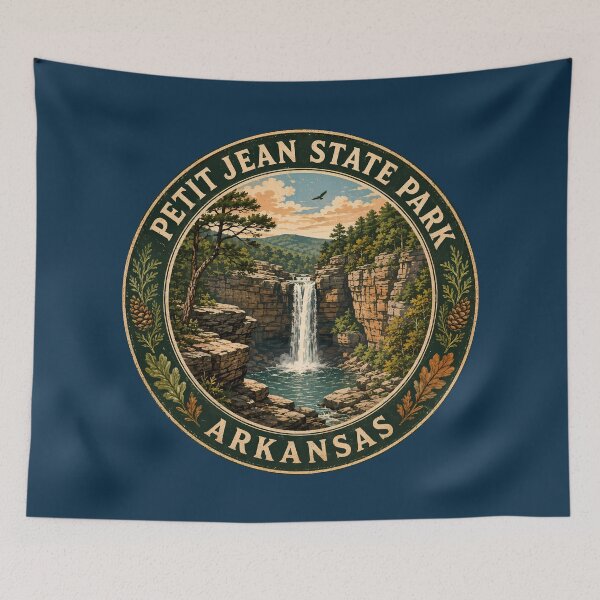 Item preview, Petit Jean State Park Arkansas Illustration Travel Art Badge designed and sold by KrisSidDesigns.