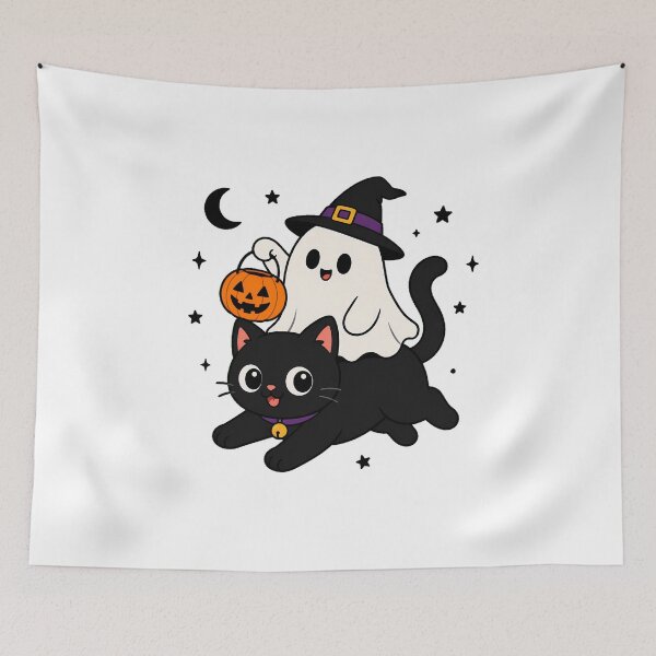 Item preview, Ghost Riding Black Cat Witch Hat Halloween designed and sold by chattsuede.