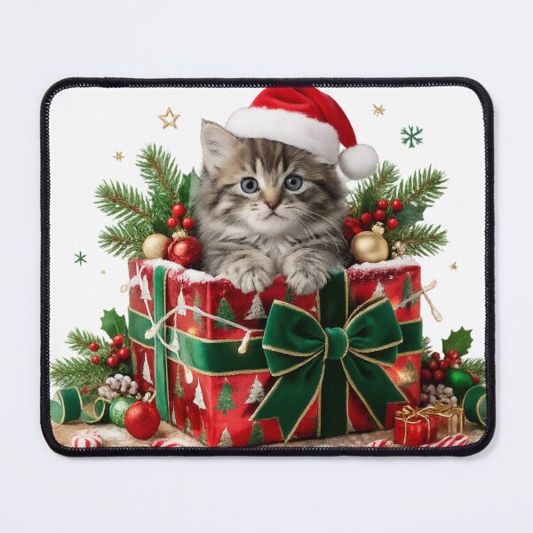 Item preview, Cute Kitten Christmas Gift Box & Holiday Spirit Illustration designed and sold by LavIsInTheAir.