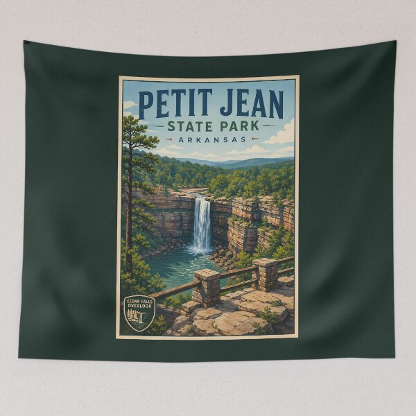 Aperçu de l'œuvre Parc d'État de Petit Jean, Arkansas, illustration, art de voyage vintage créée et vendue par KrisSidDesigns.