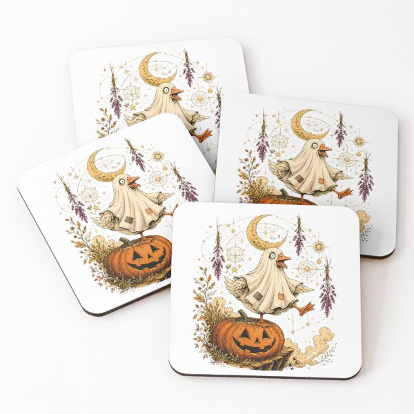 Item preview, Cottagecore Ghost Duck Pumpkin Halloween Celestial Moon designed and sold by chattsuede.