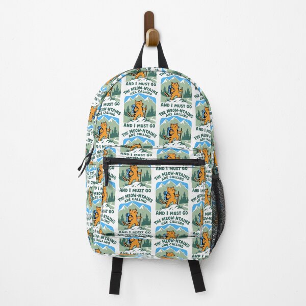 Item preview, The meow-ntains are calling cat hiking designed and sold by Traveldrawings.