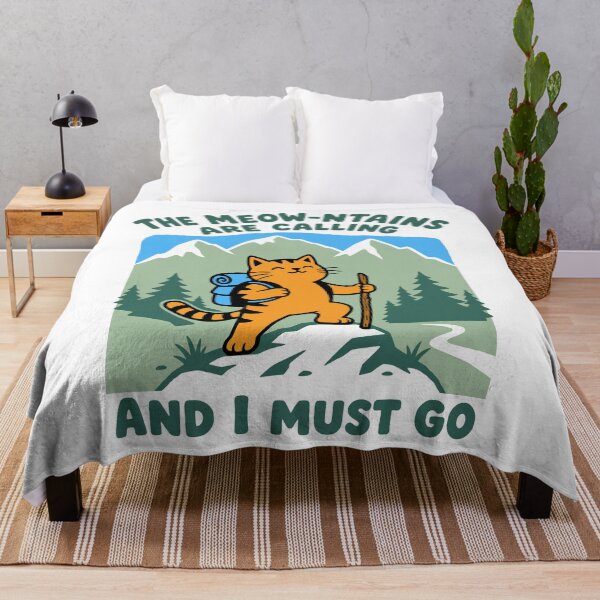 Item preview, The meow-ntains are calling cat hiking designed and sold by Traveldrawings.