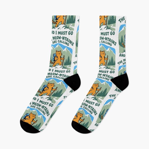 Item preview, The meow-ntains are calling cat hiking designed and sold by Traveldrawings.