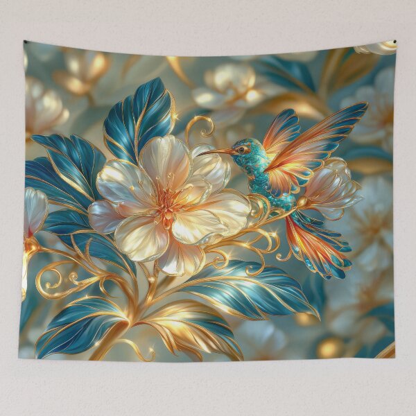 Item preview, Hummingbird and Cherry Blossoms Art designed and sold by MargaretWiktor.