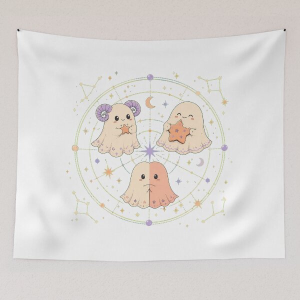 Item preview, Pastel Goth Astrology Ghosts Celestial Zodiac Chart designed and sold by chattsuede.