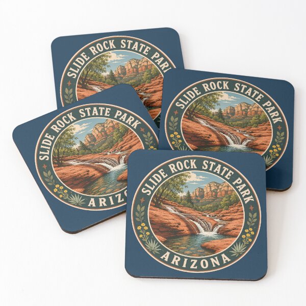 Item preview, Slide Rock State Park Arizona Illustration Travel Art Badge designed and sold by KrisSidDesigns.