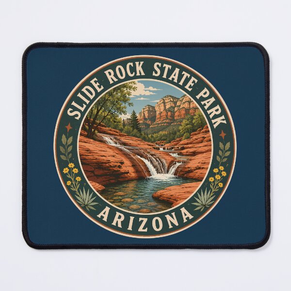 Item preview, Slide Rock State Park Arizona Illustration Travel Art Badge designed and sold by KrisSidDesigns.