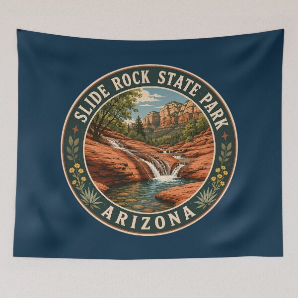 Item preview, Slide Rock State Park Arizona Illustration Travel Art Badge designed and sold by KrisSidDesigns.