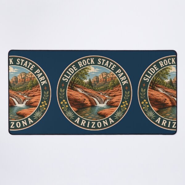 Item preview, Slide Rock State Park Arizona Illustration Travel Art Badge designed and sold by KrisSidDesigns.