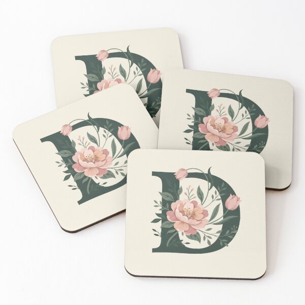 Item preview, Blush pink Floral Letter D Monogram Botanical designed and sold by ITCHAWAWAA.
