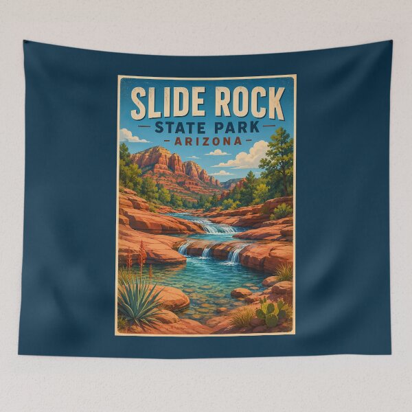 Item preview, Slide Rock State Park Arizona Illustration Travel Art Vintage designed and sold by KrisSidDesigns.