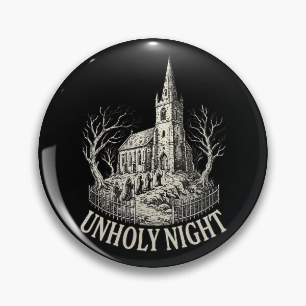 Item preview, HALLOWEEN Unholy Night Gothic Church - Vintage Line Art Halloween Horror designed and sold by Uglyandcute.