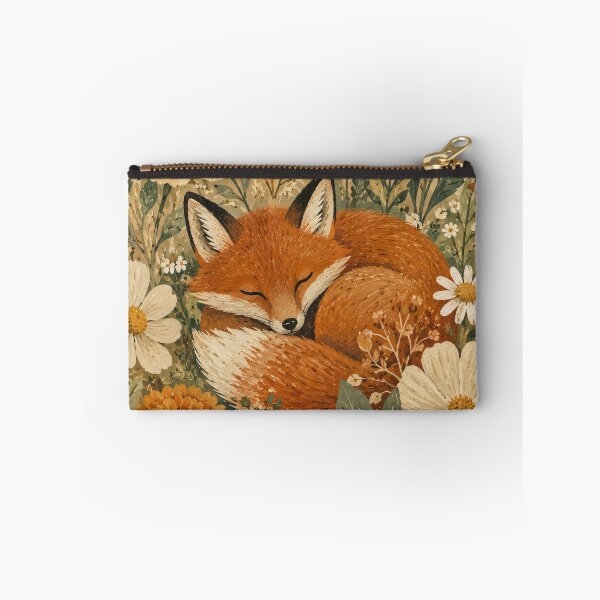 Item preview, Sleeping Fox In Wildflowers - Vintage Cottagecore Floral Folk Art designed and sold by Jozefin's Studio.