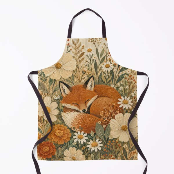 Item preview, Sleeping Fox In Wildflowers - Vintage Cottagecore Floral Folk Art designed and sold by Jozefin's Studio.