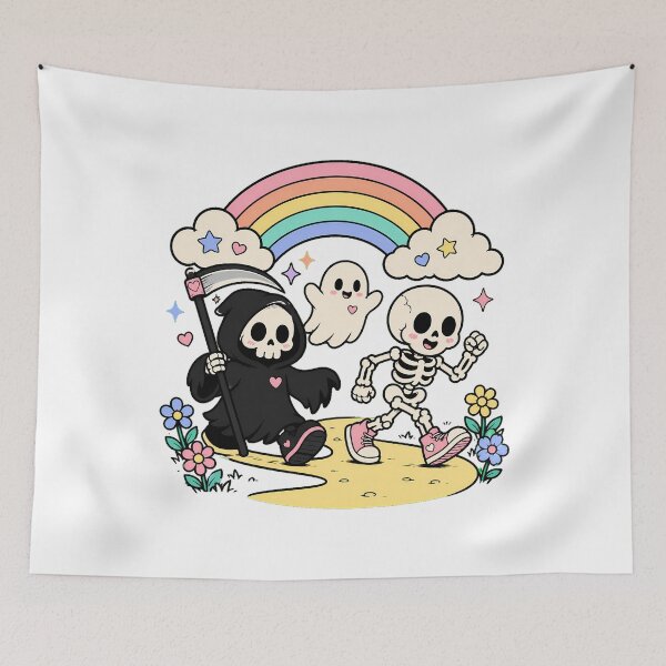 Item preview, Pastel Goth Grim Reaper Skeleton Rainbow Path designed and sold by chattsuede.