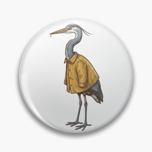 Item preview, Whimsical Heron in a Raincoat – Vintage Bird Illustration designed and sold by Neuro Muse Studio.