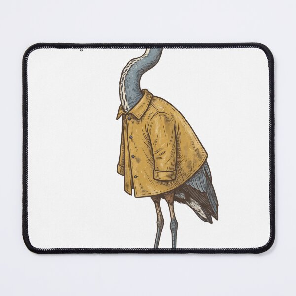 Item preview, Whimsical Heron in a Raincoat – Vintage Bird Illustration designed and sold by Neuro Muse Studio.