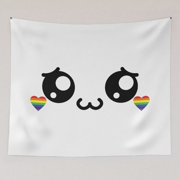 Item preview, Cute kawaii owo shy rainbow heart cheeks face designed and sold by BlushyPrint.