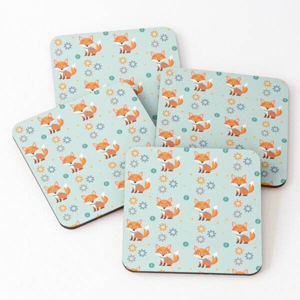 Item preview, Cute Robot Fox Gears Seamless Pattern designed and sold by ElenMart.