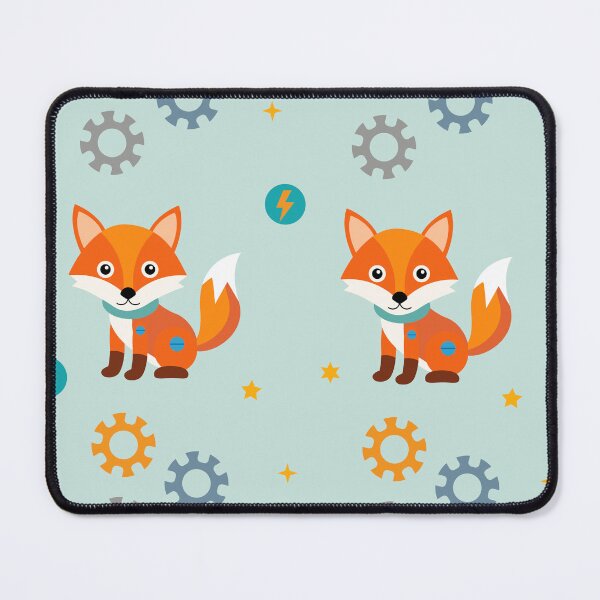 Item preview, Cute Robot Fox Gears Seamless Pattern designed and sold by ElenMart.