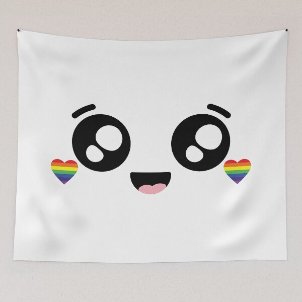 Item preview, Sweet kawaii happy rainbow heart cheeks face designed and sold by BlushyPrint.