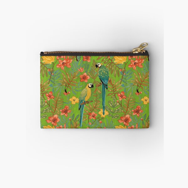 Item preview, Lush Arts and crafts parrot jungle on biophilic green designed and sold by Anne Londez Studio.