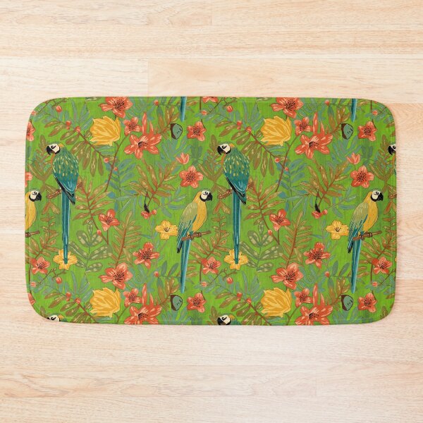 Item preview, Lush Arts and crafts parrot jungle on biophilic green designed and sold by Anne Londez Studio.