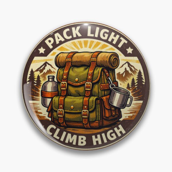 Item preview, Pack Light Climb High Vintage Hiking Badge designed and sold by GabeMountainArt.
