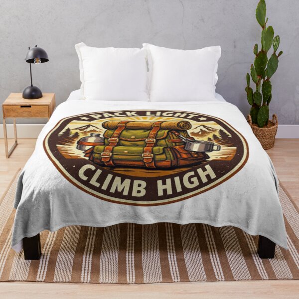 Item preview, Pack Light Climb High Vintage Hiking Badge designed and sold by GabeMountainArt.