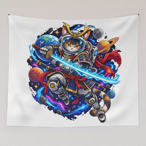 Item preview, Space Samurai Cat Cosmic Anime Warrior designed and sold by WelLarsDigitals.