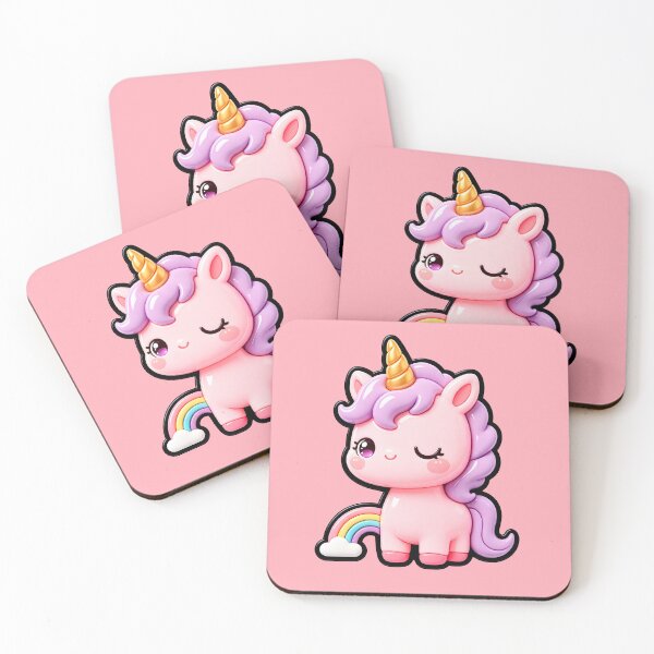 Item preview, Cute Pink Unicorn with Rainbow designed and sold by Raloel Art.