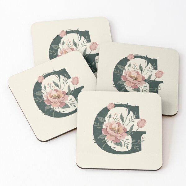 Item preview, Blush pink Floral Letter G Monogram Botanical designed and sold by ITCHAWAWAA.