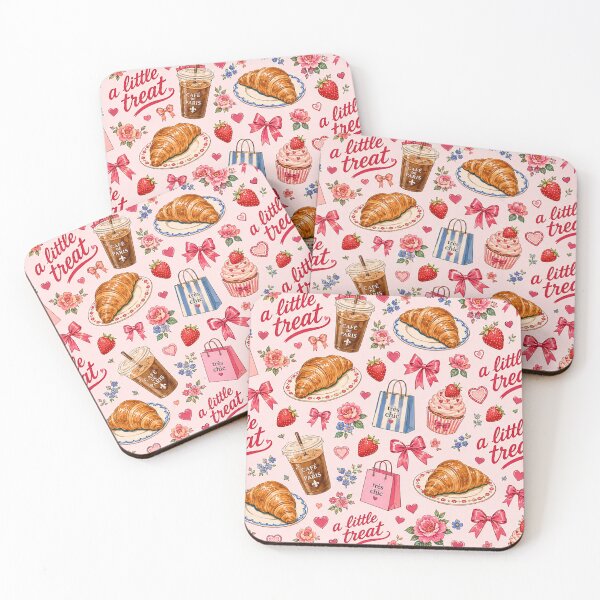 Item preview, A Little Treat Pink Parisian Pattern – Cute French Café Croissant Strawberry Coquette designed and sold by TheStephanieRome.