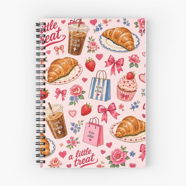 Item preview, A Little Treat Pink Parisian Pattern – Cute French Café Croissant Strawberry Coquette designed and sold by TheStephanieRome.