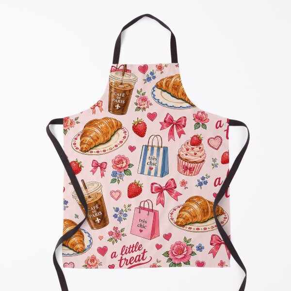 Item preview, A Little Treat Pink Parisian Pattern – Cute French Café Croissant Strawberry Coquette designed and sold by TheStephanieRome.