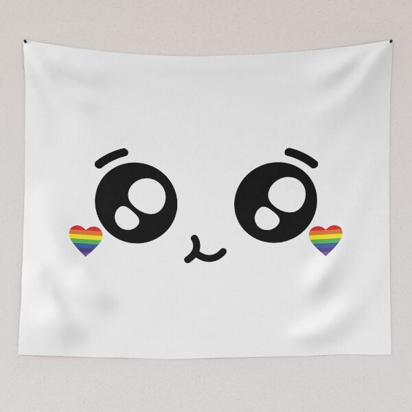 Item preview, Sweet kawaii smiling rainbow heart cheeks face designed and sold by BlushyPrint.