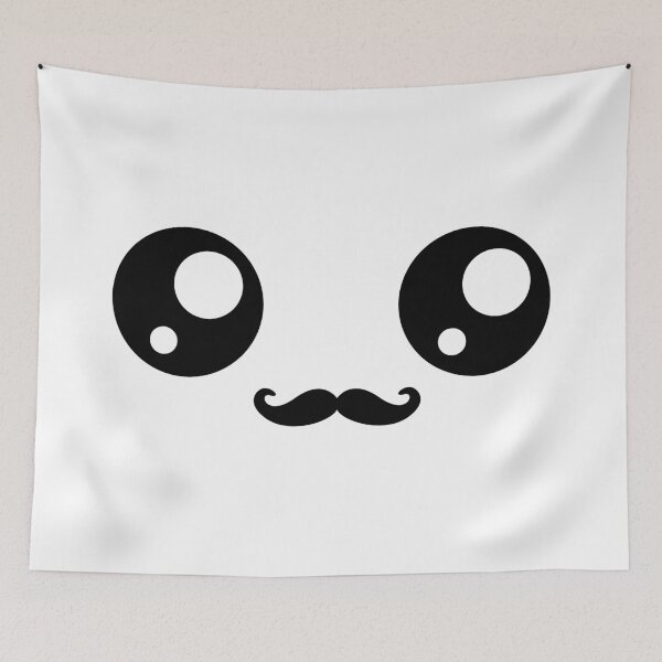 Aperçu de l'œuvre visage mignon kawaii avec une moustache créée et vendue par BlushyPrint.