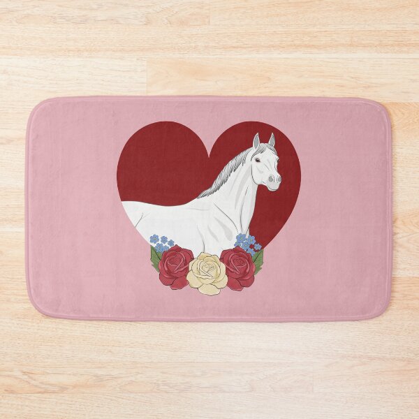 Item preview, An Abbayan horse, flowers and a red heart designed and sold by Cheval-de-coeur.
