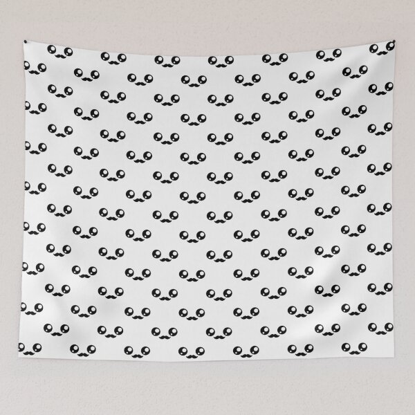 Aperçu de l'œuvre Motif de visage à moustache kawaii mignon créée et vendue par BlushyPrint.