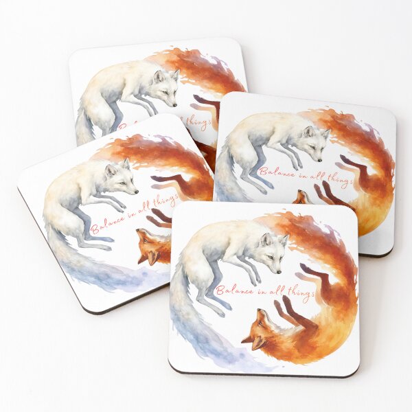 Item preview, Watercolor Yin Yang Foxes - Fire and Ice Balance designed and sold by Marukami99.