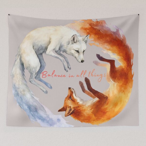 Item preview, Watercolor Yin Yang Foxes - Fire and Ice Balance designed and sold by Marukami99.
