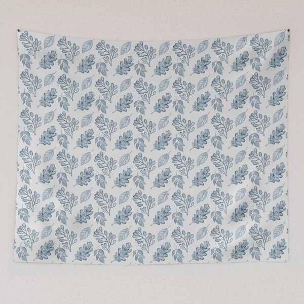 Item preview, Light Silver Blue Leaf Pattern | Minimalist Aesthetic Botanical Art designed and sold by ​Jyoti Digital Artist.